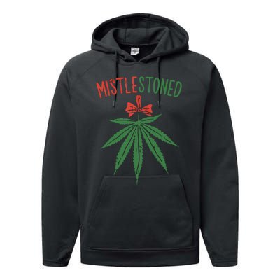 Mistlestoned Shirts Weed Stoner Christmas Gift Marijuana 420 Performance Fleece Hoodie