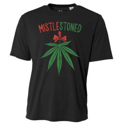 Mistlestoned Shirts Weed Stoner Christmas Gift Marijuana 420 Cooling Performance Crew T-Shirt