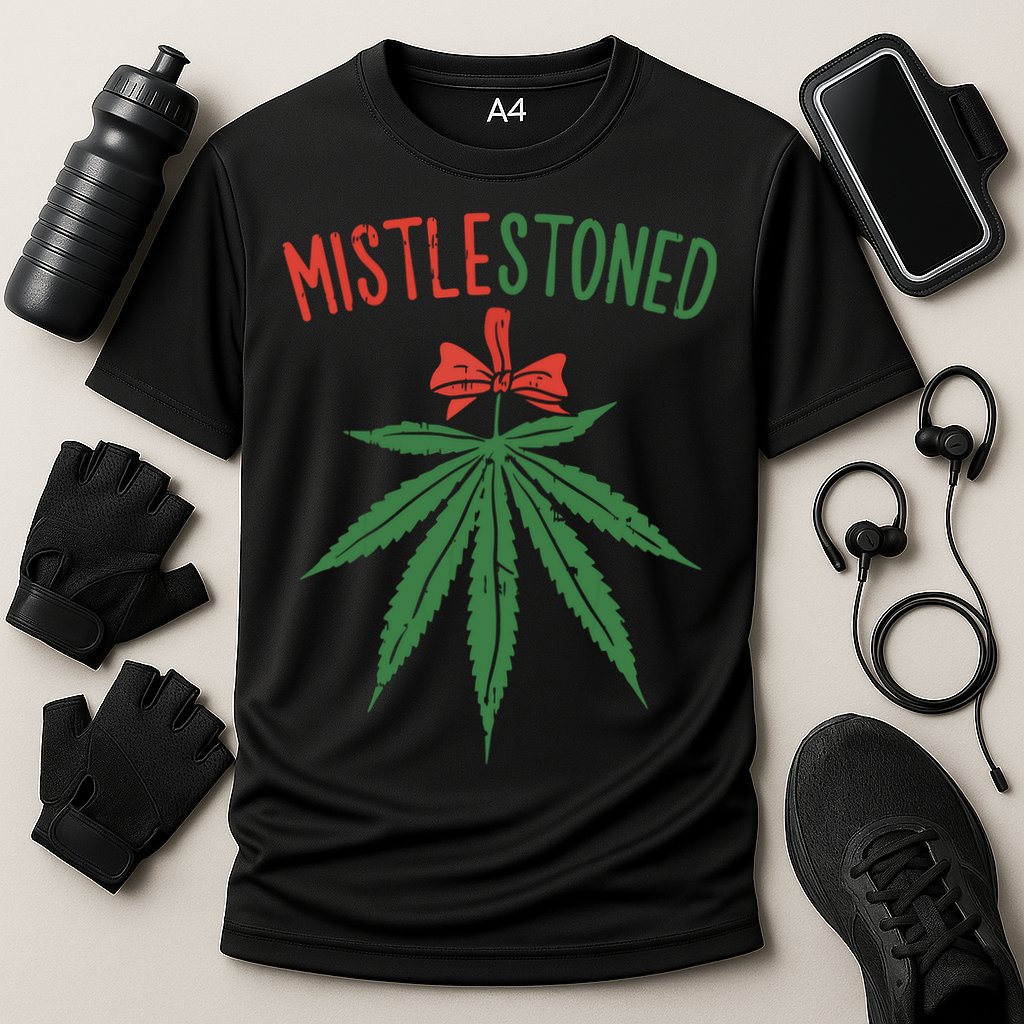 Mistlestoned Shirts Weed Stoner Christmas Gift Marijuana 420 Cooling Performance Crew T-Shirt