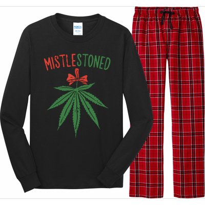 Mistlestoned Shirts Weed Stoner Christmas Gift Marijuana 420 Long Sleeve Pajama Set