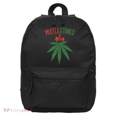 Mistlestoned Shirts Weed Stoner Christmas Gift Marijuana 420 16 in Basic Backpack