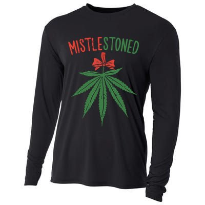 Mistlestoned Shirts Weed Stoner Christmas Gift Marijuana 420 Cooling Performance Long Sleeve Crew
