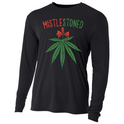 Mistlestoned Shirts Weed Stoner Christmas Gift Marijuana 420 Cooling Performance Long Sleeve Crew