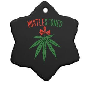 Mistlestoned Shirts Weed Stoner Christmas Gift Marijuana 420 Ceramic Star Ornament