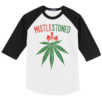 Mistlestoned Shirts Weed Stoner Christmas Gift Marijuana 420 Baseball Sleeve Shirt