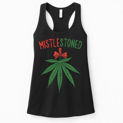 Mistlestoned Shirts Weed Stoner Christmas Gift Marijuana 420 Womens Tank Top