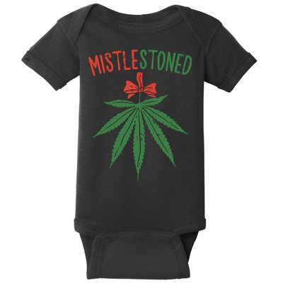 Mistlestoned Shirts Weed Stoner Christmas Gift Marijuana 420 Baby Bodysuit