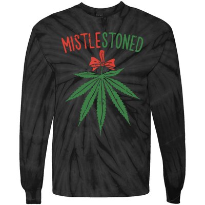 Mistlestoned Shirts Weed Stoner Christmas Gift Marijuana 420 Tie-Dye Long Sleeve Shirt