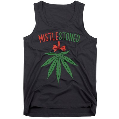 Mistlestoned Shirts Weed Stoner Christmas Gift Marijuana 420 Tank Top