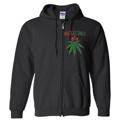 Mistlestoned Shirts Weed Stoner Christmas Gift Marijuana 420 Full Zip Hoodie