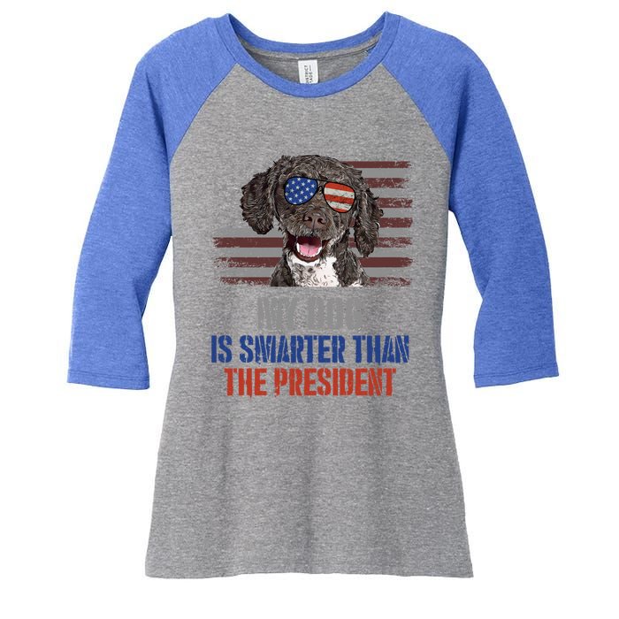 My Spanish Water Dog Smarter Than President Gift Women's Tri-Blend 3/4-Sleeve Raglan Shirt