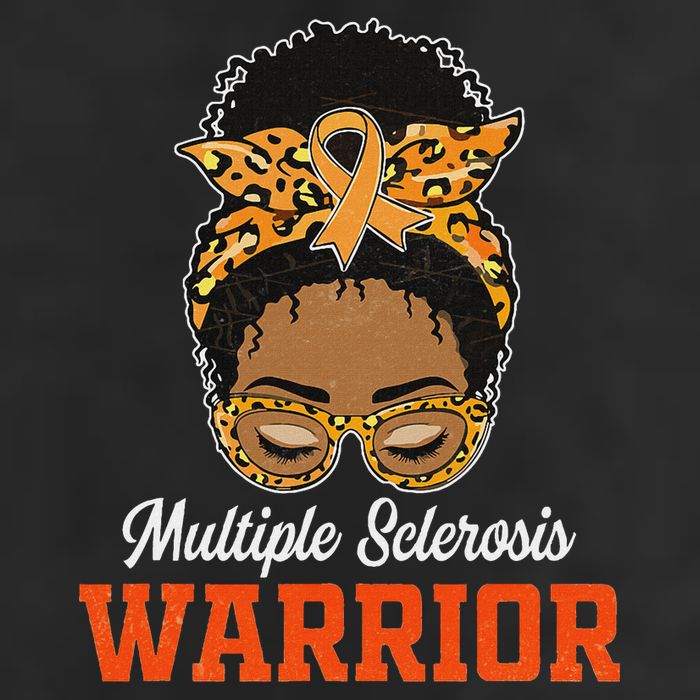 Multiple Sclerosis Warrior Messy Bun Ms Orange Ribbon Garment-Dyed Fleece Hoodie