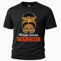 Multiple Sclerosis Warrior Messy Bun Ms Orange Ribbon Performance Shirt