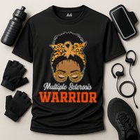 Multiple Sclerosis Warrior Messy Bun Ms Orange Ribbon Performance Shirt