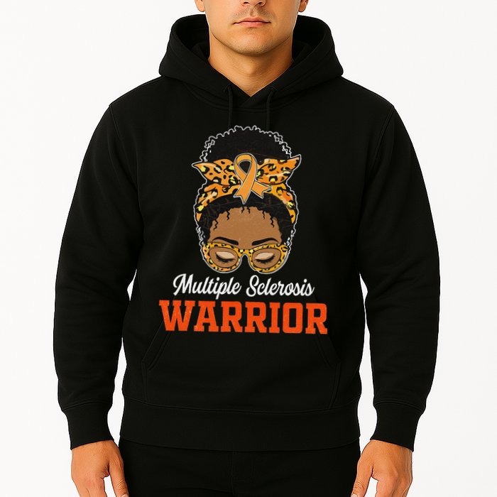 Multiple Sclerosis Warrior Messy Bun Ms Orange Ribbon Hoodie