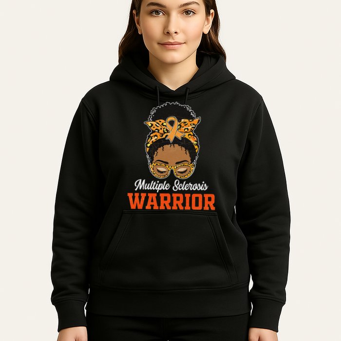 Multiple Sclerosis Warrior Messy Bun Ms Orange Ribbon Hoodie