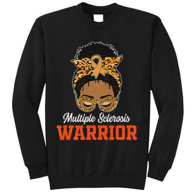 Multiple Sclerosis Warrior Messy Bun Ms Orange Ribbon Sweatshirt