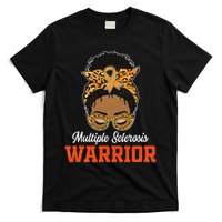 Multiple Sclerosis Warrior Messy Bun Ms Orange Ribbon T-Shirt