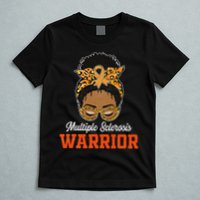 Multiple Sclerosis Warrior Messy Bun Ms Orange Ribbon T-Shirt
