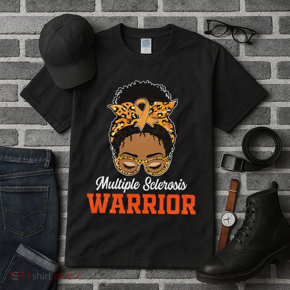 Multiple Sclerosis Warrior Messy Bun Ms Orange Ribbon Tall T-Shirt