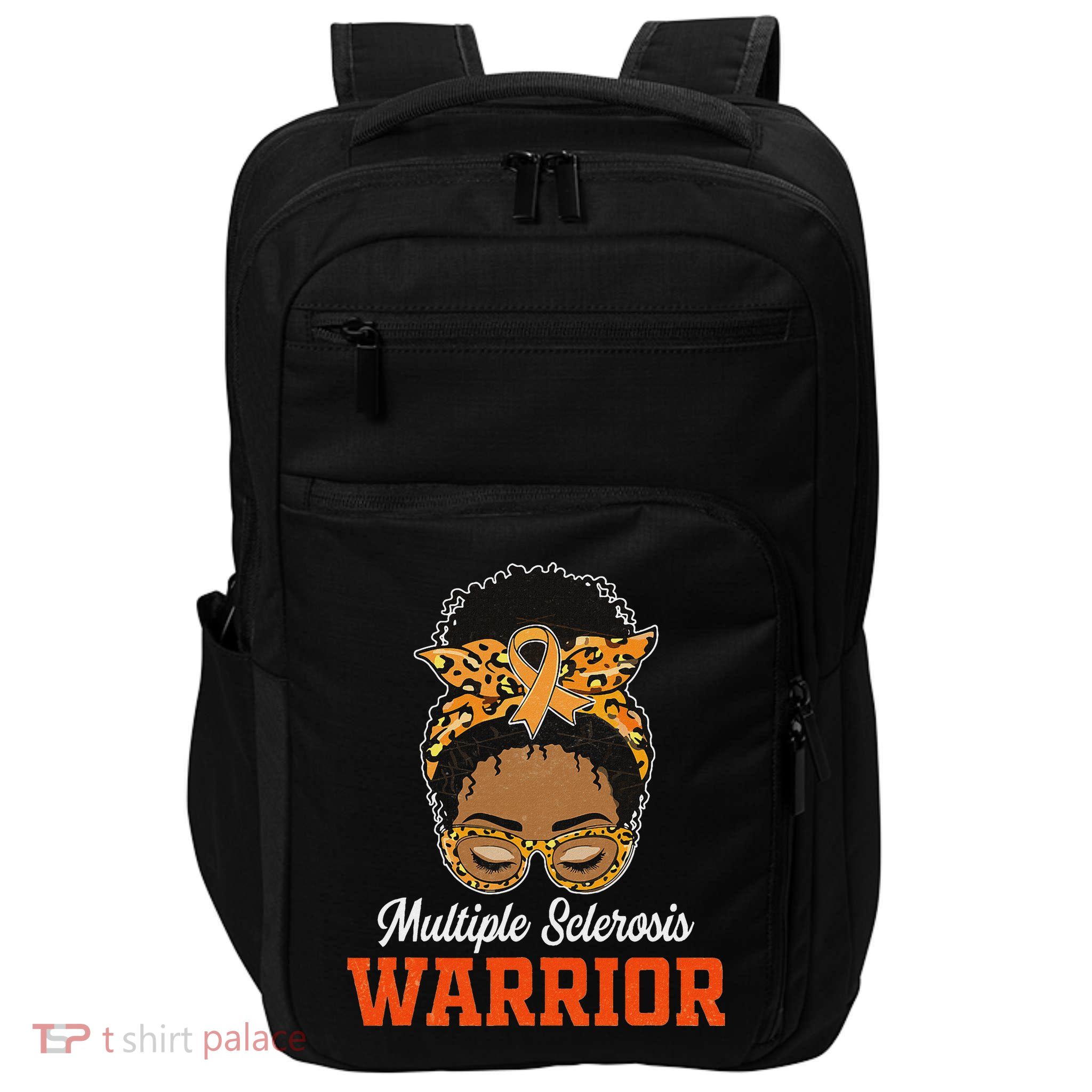 Multiple Sclerosis Warrior Messy Bun Ms Orange Ribbon Impact Tech Backpack