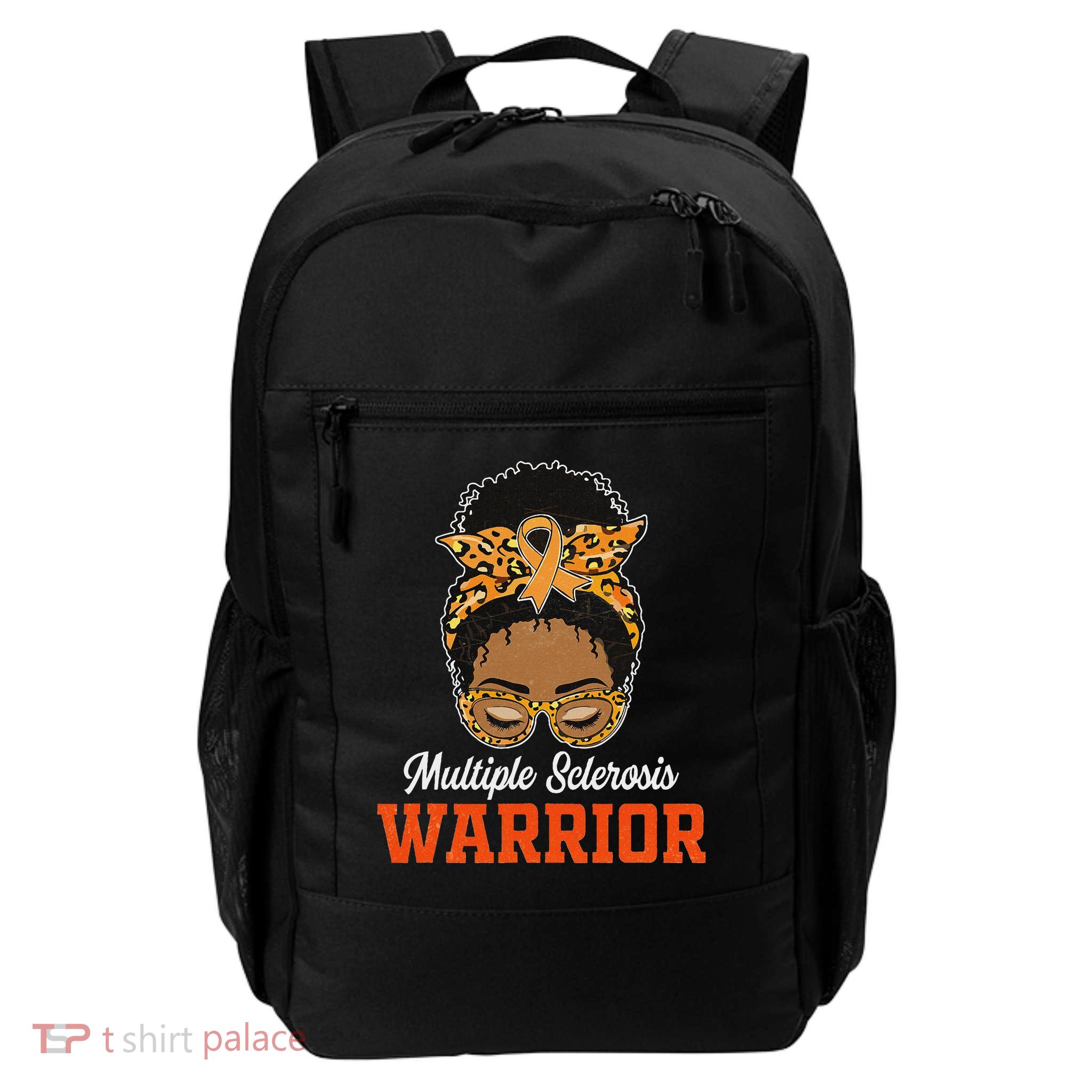 Multiple Sclerosis Warrior Messy Bun Ms Orange Ribbon Backpack