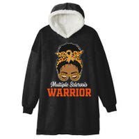 Multiple Sclerosis Warrior Messy Bun Ms Orange Ribbon Hooded Wearable Blanket