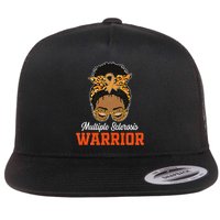 Multiple Sclerosis Warrior Messy Bun Ms Orange Ribbon Flatbill Hat