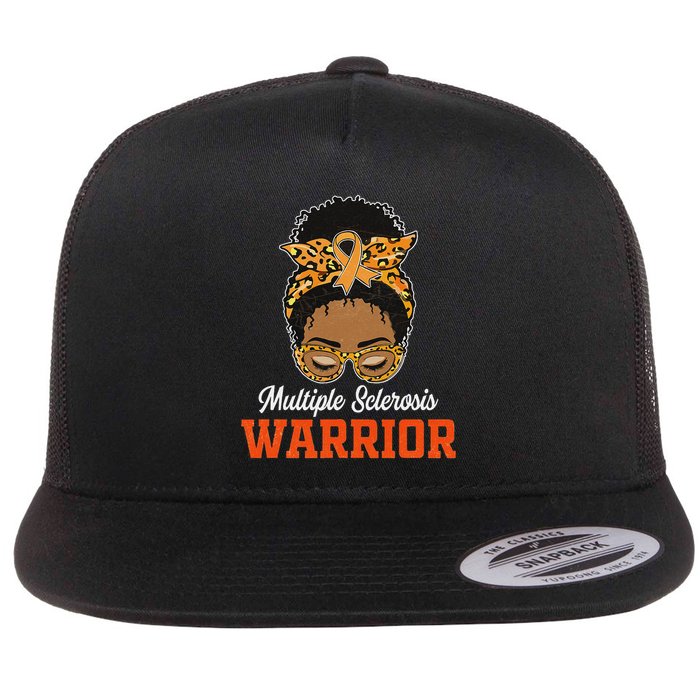 Multiple Sclerosis Warrior Messy Bun Ms Orange Ribbon Flatbill Hat