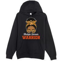 Multiple Sclerosis Warrior Messy Bun Ms Orange Ribbon Premium Pullover Hoodie