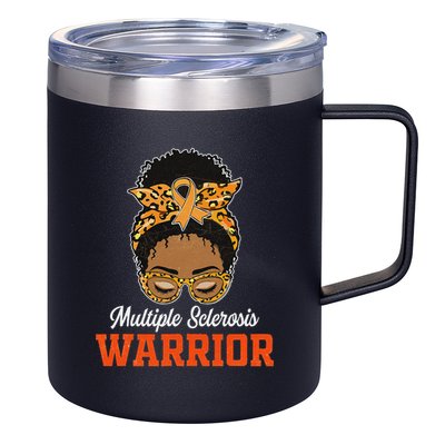 Multiple Sclerosis Warrior Messy Bun Ms Orange Ribbon 12oz Stainless Steel Coffee Mug