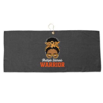 Multiple Sclerosis Warrior Messy Bun Ms Orange Ribbon Large Microfiber Waffle Golf Towel