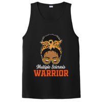 Multiple Sclerosis Warrior Messy Bun Ms Orange Ribbon PosiCharge Competitor Tank