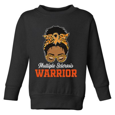 Multiple Sclerosis Warrior Messy Bun Ms Orange Ribbon Toddler Sweatshirt