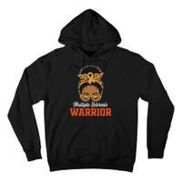 Multiple Sclerosis Warrior Messy Bun Ms Orange Ribbon Tall Hoodie