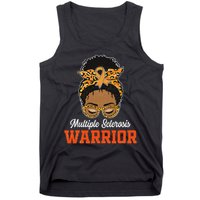 Multiple Sclerosis Warrior Messy Bun Ms Orange Ribbon Tank Top
