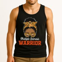 Multiple Sclerosis Warrior Messy Bun Ms Orange Ribbon Tank Top