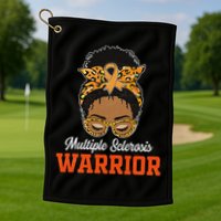 Multiple Sclerosis Warrior Messy Bun Ms Orange Ribbon Golf Towel