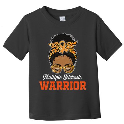 Multiple Sclerosis Warrior Messy Bun Ms Orange Ribbon Toddler T-Shirt