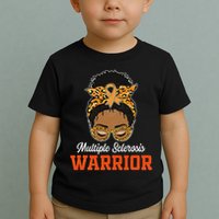 Multiple Sclerosis Warrior Messy Bun Ms Orange Ribbon Toddler T-Shirt