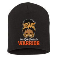 Multiple Sclerosis Warrior Messy Bun Ms Orange Ribbon Short Acrylic Beanie
