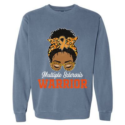 Multiple Sclerosis Warrior Messy Bun Ms Orange Ribbon Garment-Dyed Sweatshirt