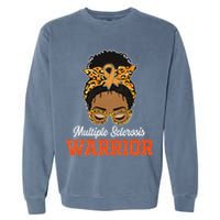Multiple Sclerosis Warrior Messy Bun Ms Orange Ribbon Garment-Dyed Sweatshirt