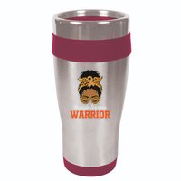 Multiple Sclerosis Warrior Messy Bun Ms Orange Ribbon 16oz Travel Tumbler