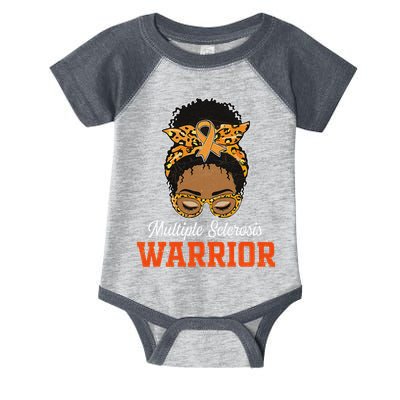 Multiple Sclerosis Warrior Messy Bun Ms Orange Ribbon Infant Baby Jersey Bodysuit