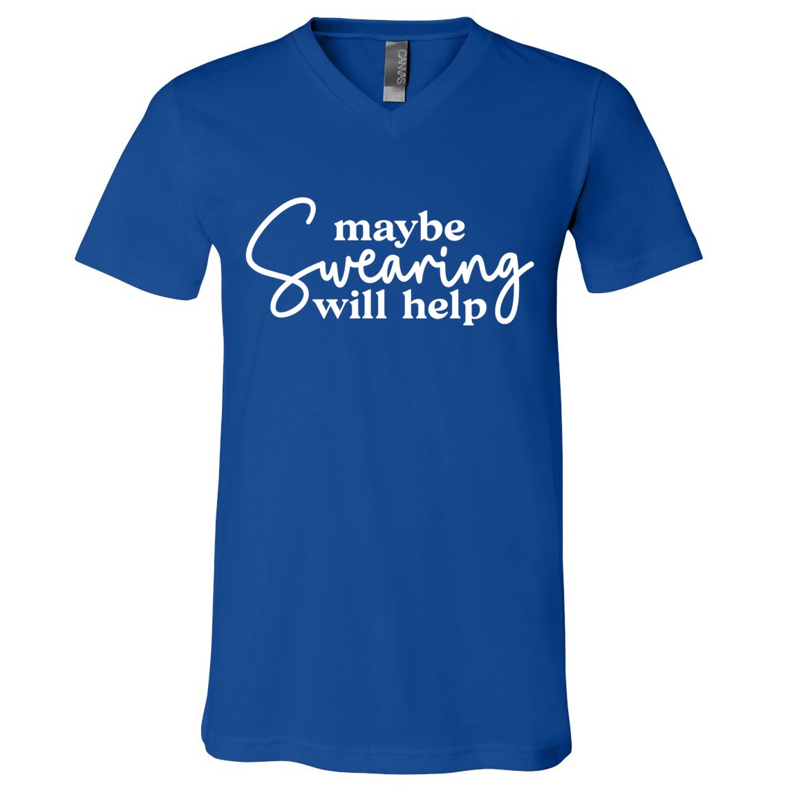 Maybe Swearing Will Help Funny Sarcastic Mom Dad Gift V-Neck T-Shirt