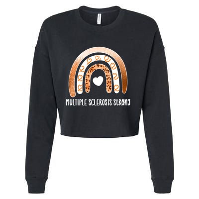 Multiple Sclerosis Warrior Orange Ribbon Ms Day Great Gift Cropped Pullover Crew