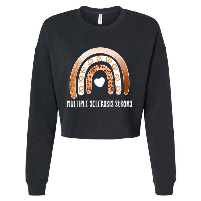 Multiple Sclerosis Warrior Orange Ribbon Ms Day Great Gift Cropped Pullover Crew