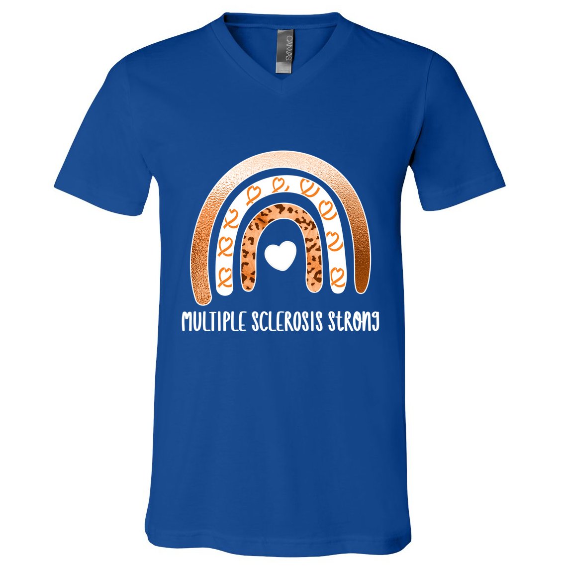 Multiple Sclerosis Warrior Orange Ribbon Ms Day Great Gift V-Neck T-Shirt