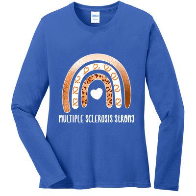 Multiple Sclerosis Warrior Orange Ribbon Ms Day Great Gift Ladies Long Sleeve Shirt